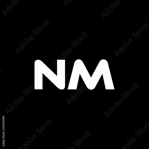 NM letter logo design with black background in illustrator, vector logo modern alphabet font overlap style. calligraphy designs for logo, Poster, Invitation, etc.