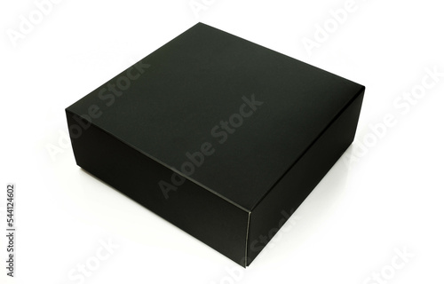 Blank black carton box isolated on white background. Closed