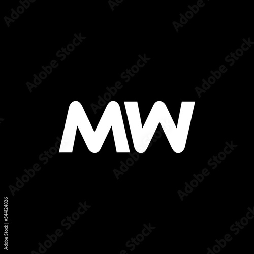MW letter logo design with black background in illustrator, vector logo modern alphabet font overlap style. calligraphy designs for logo, Poster, Invitation, etc.