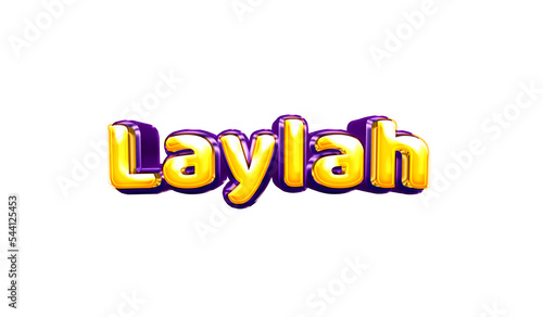 Laylah girls name sticker colorful party balloon birthday helium air shiny yellow purple cutout photo