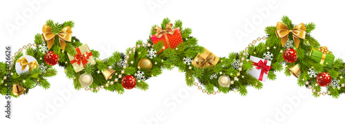 Vector Christmas Wave Border with Gifts