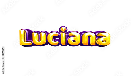 Luciana girls name sticker colorful party balloon birthday helium air shiny yellow purple cutout photo