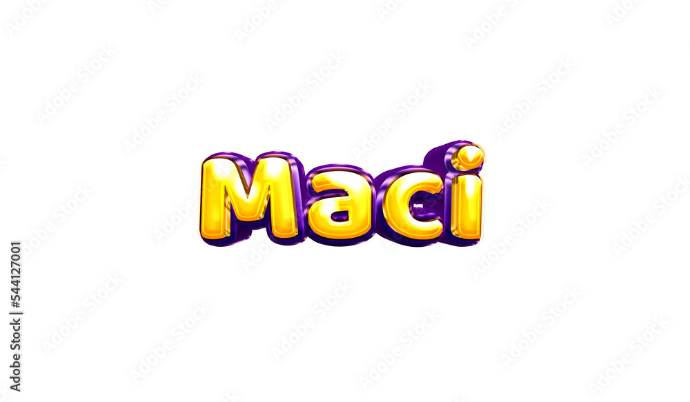 Maci girls name sticker colorful party balloon birthday helium air shiny yellow purple cutout Maci girls name sticker colorful party balloon birthday helium air shiny yellow purple cutout