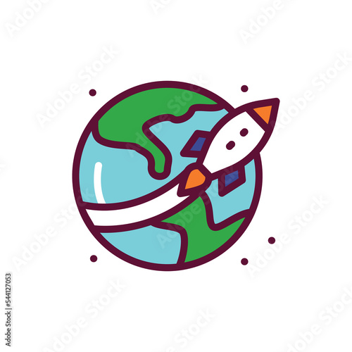 Planet earth color line icon. Pictogram for web page, mobile app, promo.