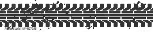 Car tire track flat silhouette