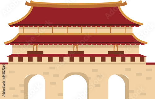 Asian traditional palace building illustration