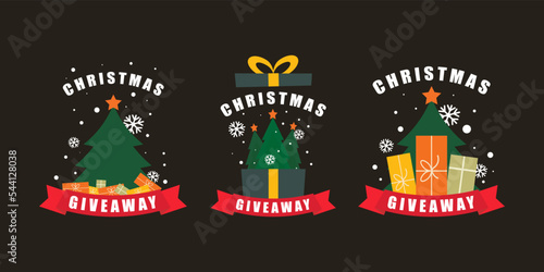 Christmas giveaway labels. A collection of labels, stickers and symbols with a Christmas theme.