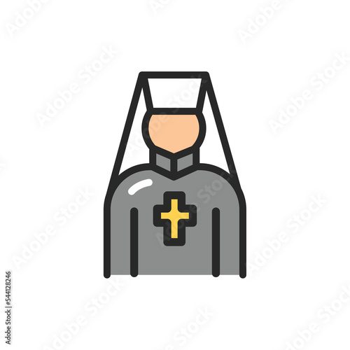 Priest color line icon. Isolated vector element.