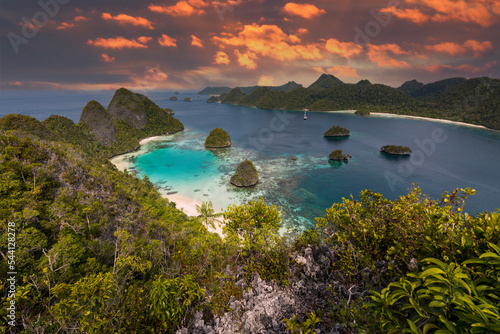 Indonesia superb sunset in Papua Raja-Ampat-Papua photo