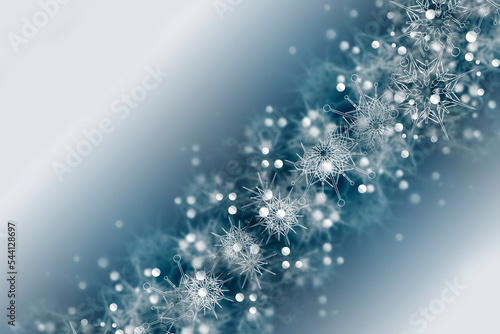 Beautiful silver background with snowflakes. Place for text  copyspace.