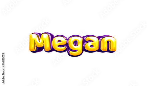 Megan girls name sticker colorful party balloon birthday helium air shiny yellow purple cutout