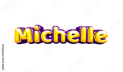 Michelle girls name sticker colorful party balloon birthday helium air shiny yellow purple cutout photo