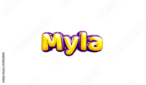 Myla girls name sticker colorful party balloon birthday helium air shiny yellow purple cutout photo