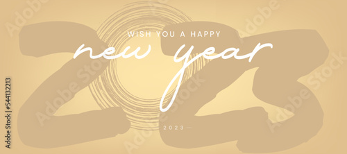 We wish you a Happy New Year 2023 concept of poster design in vector design. A happy new year texts on pastel color.