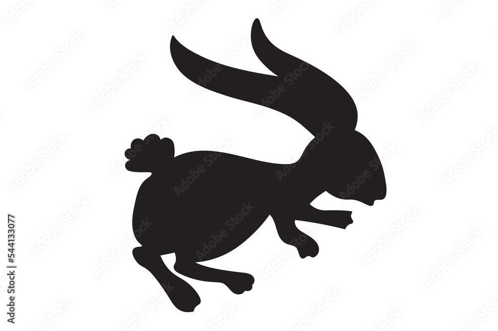 rabbit silhouette vector illustration isolated on white background ...