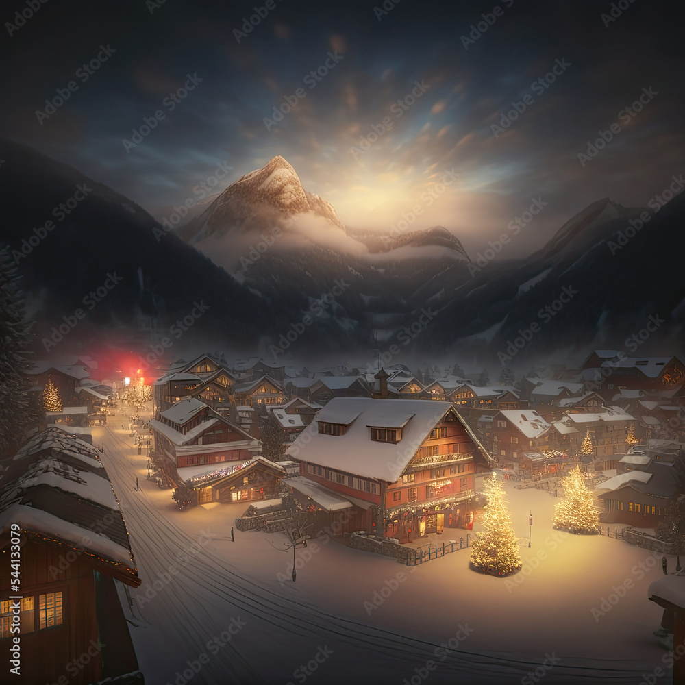 Weihnachtliche Winterlandschaft Christmas Jahreszeit Berge Alpen Schnee