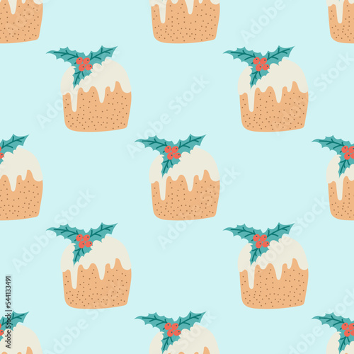 Christmas Pie Seamless Pattern. Christmas collection. Flat vector illustration