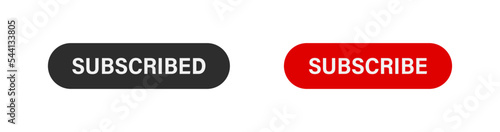 Subscribe and subscribed red button icon. Social media interface flat icons. Vector isolated illustration for web design 