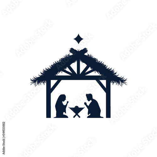 Blue Religious Nativity Scene Jesus is Born in a Manger Transparent 