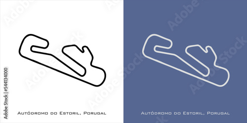 Autodromo do Estoril Portugal Circuit for grand prix race tracks with white and blue background