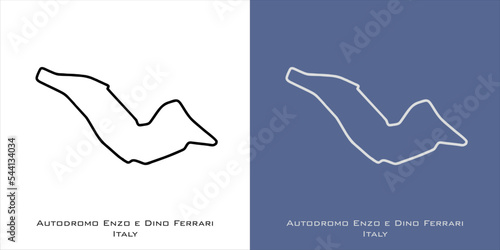 Autodromo Enzo e Dino Ferrari Circuit for grand prix race tracks with white and blue background photo