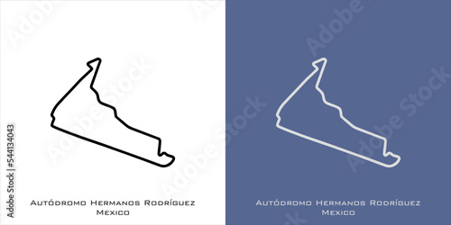 Autodromo Hermanos Rodriguez Circuit for grand prix race tracks with white and blue background