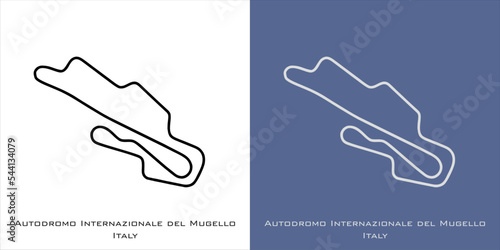 Autodromo Intenazionale del mugello Circuit for grand prix race tracks with white and blue background photo