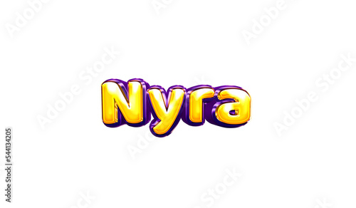 Nyra girls name sticker colorful party balloon birthday helium air shiny yellow purple cutout photo