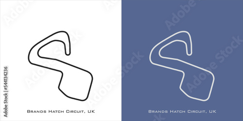 Brands Hatch Circuit for grand prix race tracks with white and blue background