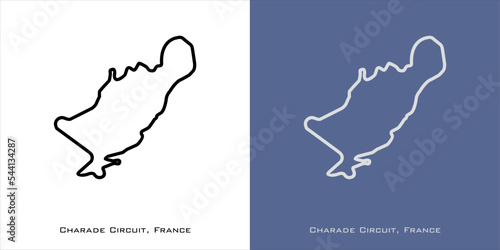 Charade Circuit france for grand prix race tracks with white and blue background