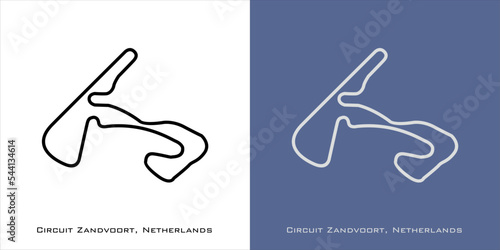 Zandvoort Netherlands Circuit for grand prix race tracks with white and blue background