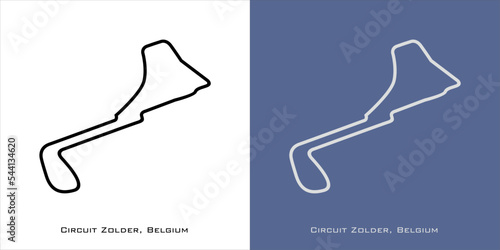 Zolder Circuit for grand prix race tracks with white and blue background Heusden Belgium