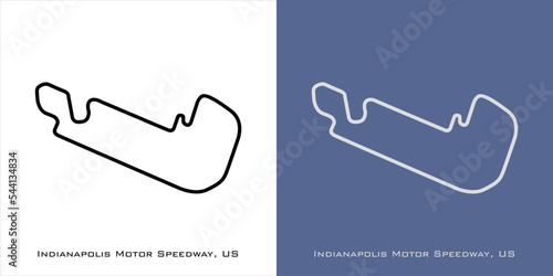 Indianapolis Motor Speedway Circuit for grand prix race tracks with white and blue background