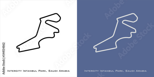 Intercity Istanbul Park Circuit for grand prix race tracks with white and blue background Turkey