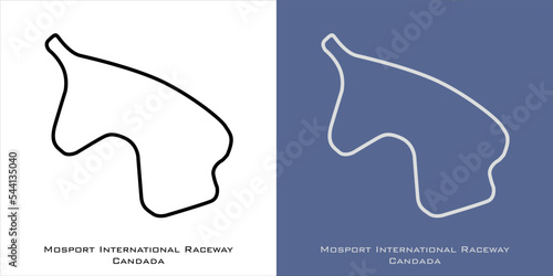 Mosport Circuit Bowmanville Canada for grand prix race tracks with white and blue background