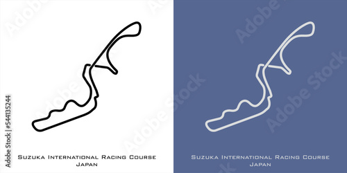 Suzuka International Racing Circuit Japan for grand prix race tracks with white and blue background