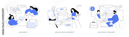 Working terms abstract concept vector illustrations.