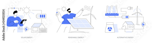 Alternative source of electricity abstract concept vector illustrations.