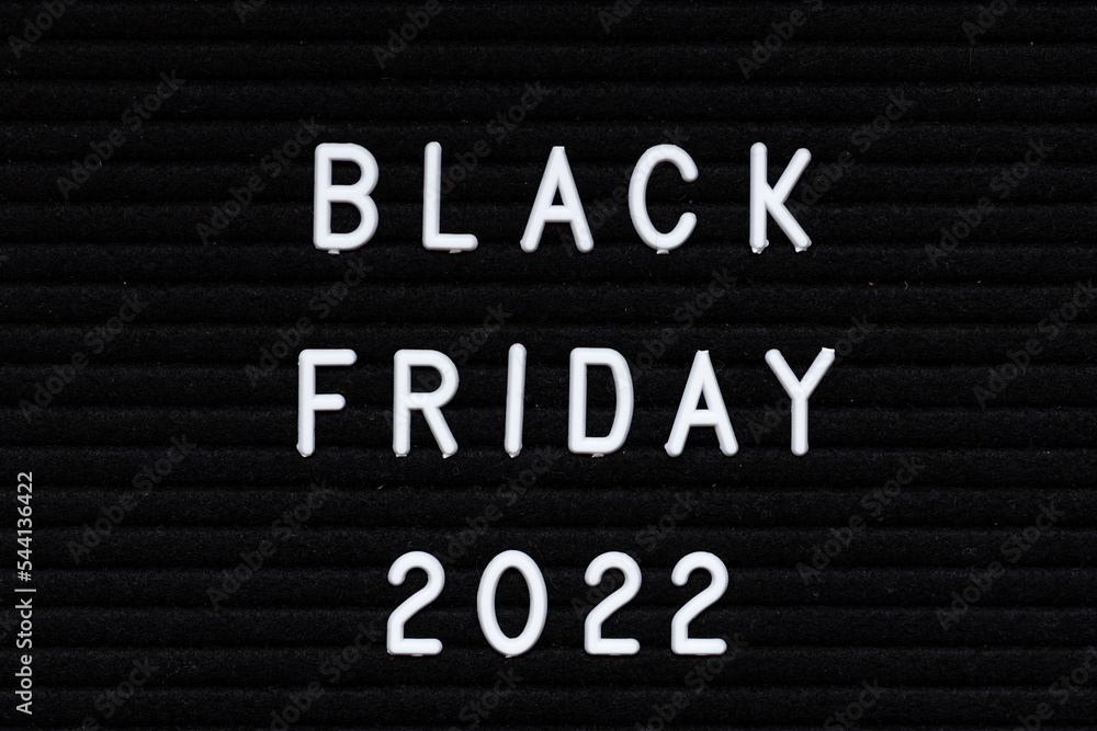 Creative promotion composition for Black friday 2022 background. Flat lay, top view, overhead, mockup, template. Minimal abstract background. Online shopping, sale, promo