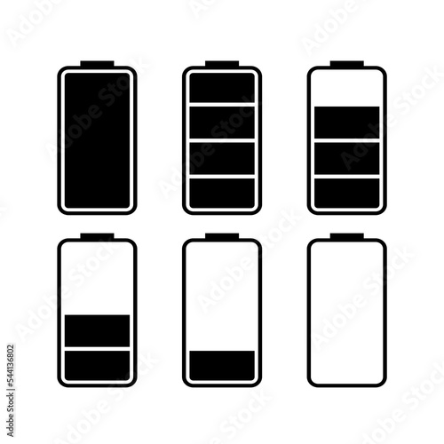 Vector battery symbol set different level of charge for ui energy symbol mobile phone, battery charge signs