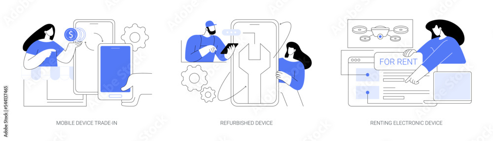 Used gadgets abstract concept vector illustrations. Used gadgets abstract concept vector illustrations.