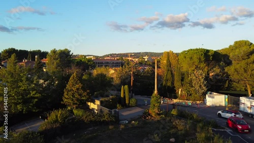 4k Drone Footage Of Park In Tranquil Suburb in Aix en Provence