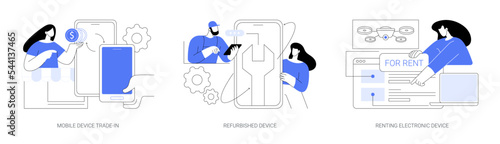 Used gadgets abstract concept vector illustrations.