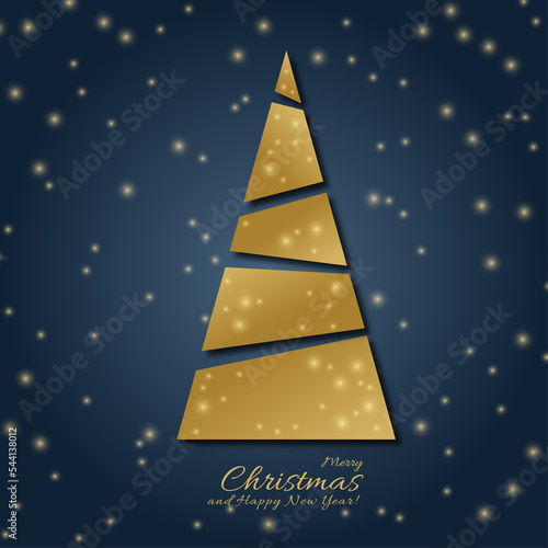 Wallpaper Mural New Year's card. Golden Christmas tree. Torontodigital.ca