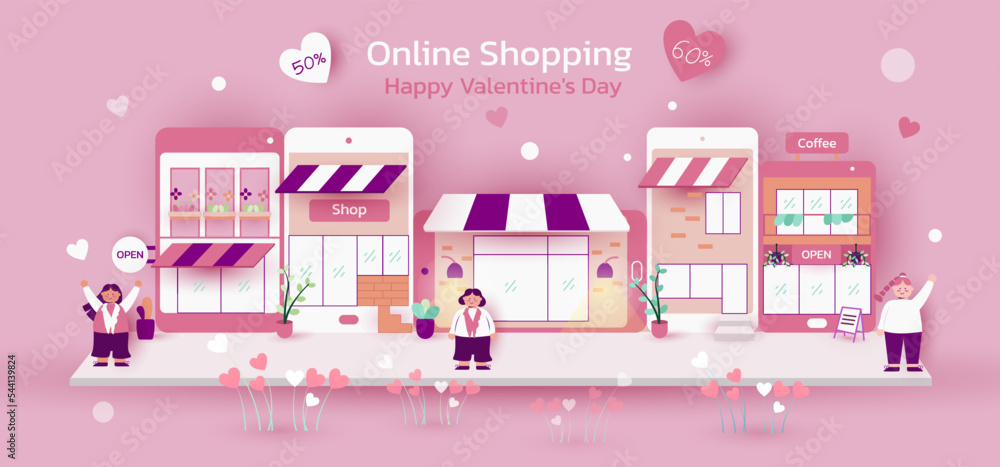 Concept Happy Valentine's online shopping Concept Happy Valentine's online shopping