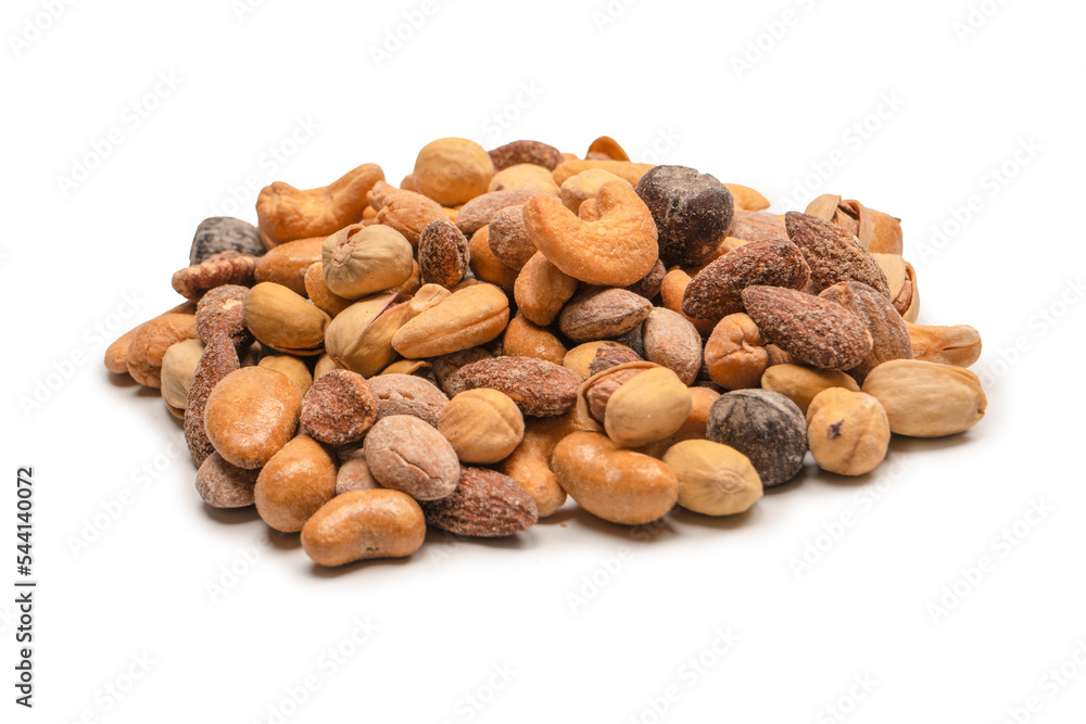 A group of almonds, pistachios, walnuts, macadamia, cashews. A group of almonds, pistachios, walnuts, macadamia, cashews.