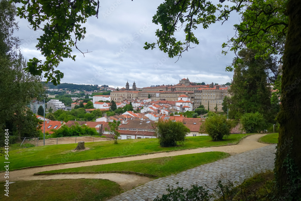 Alameda park and city view, Santiago de Compostela, Galicia, Spain