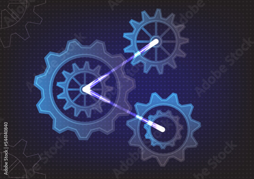 Abstract technical background. Cogs and gear wheel mechanisms. Hi-tech digital technology and engineering. 