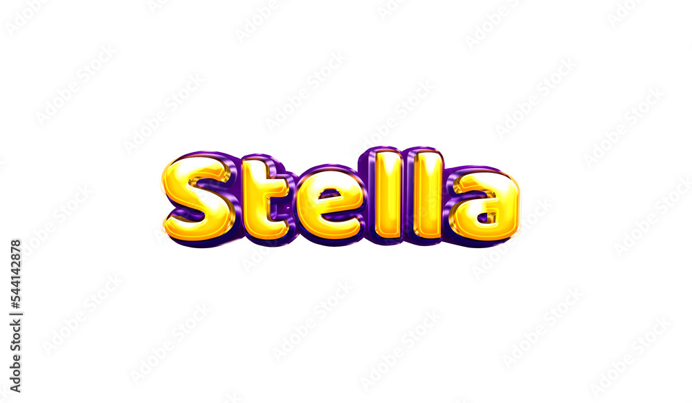 Stella girls name sticker colorful party balloon birthday helium air shiny yellow purple cutout