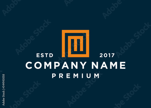 letter pm square logo design vector illustration template photo